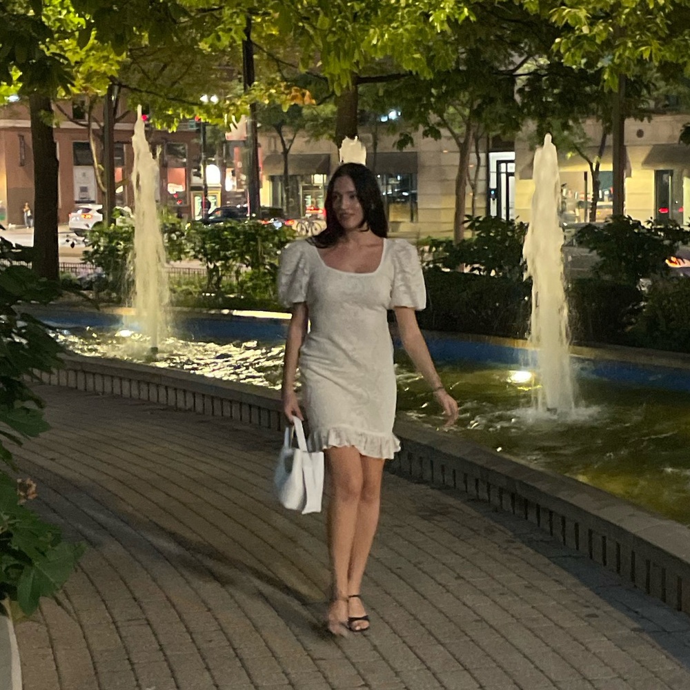 LPA Ivory Lace Dress with Puff Sleeves
